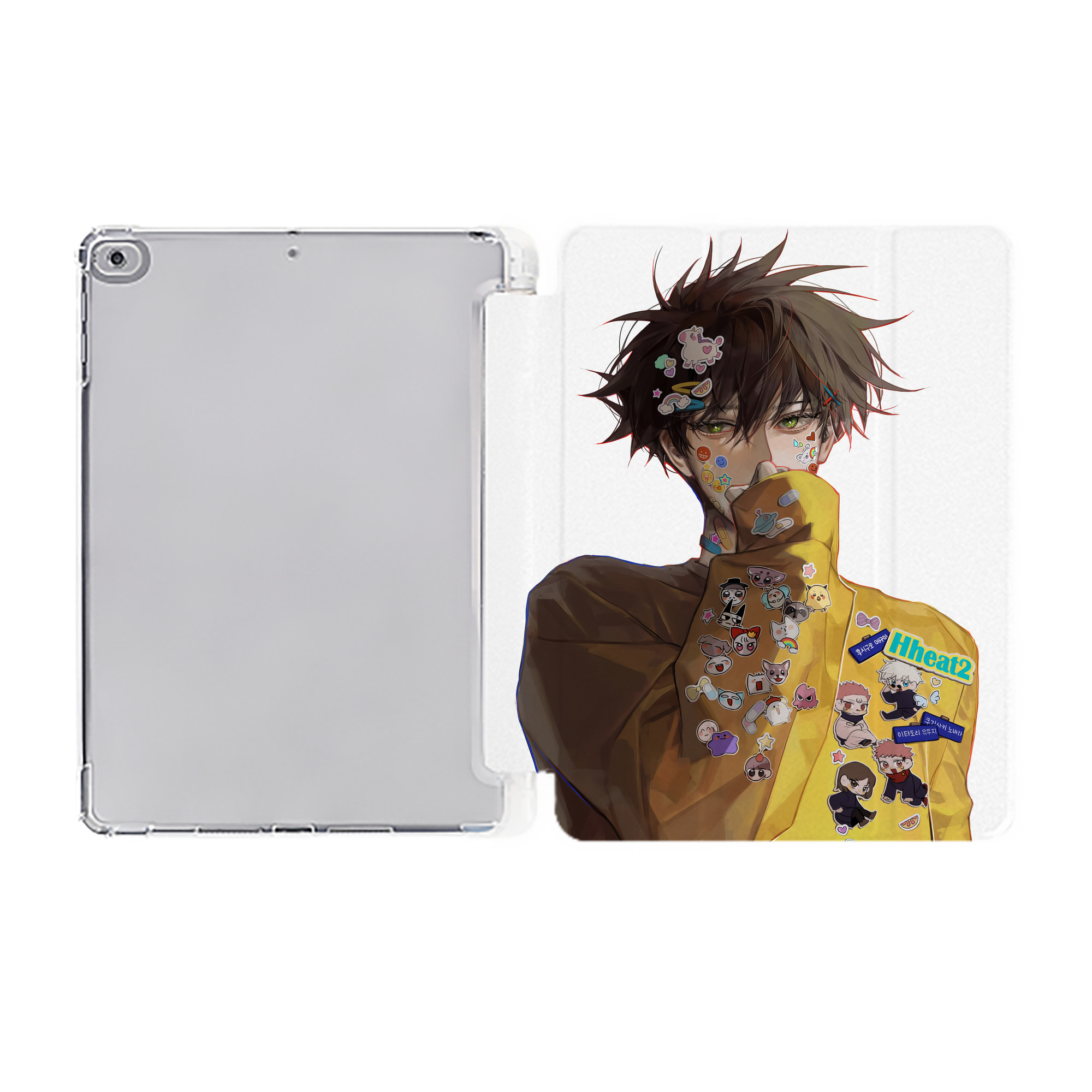 （画像用） 呪術廻戦 Jujutsu Kaisen IPad ケース ペン収納付き 三つ折りスタンド PUレザー×シリコン 対応機種9.5/10.5/10.9インチ